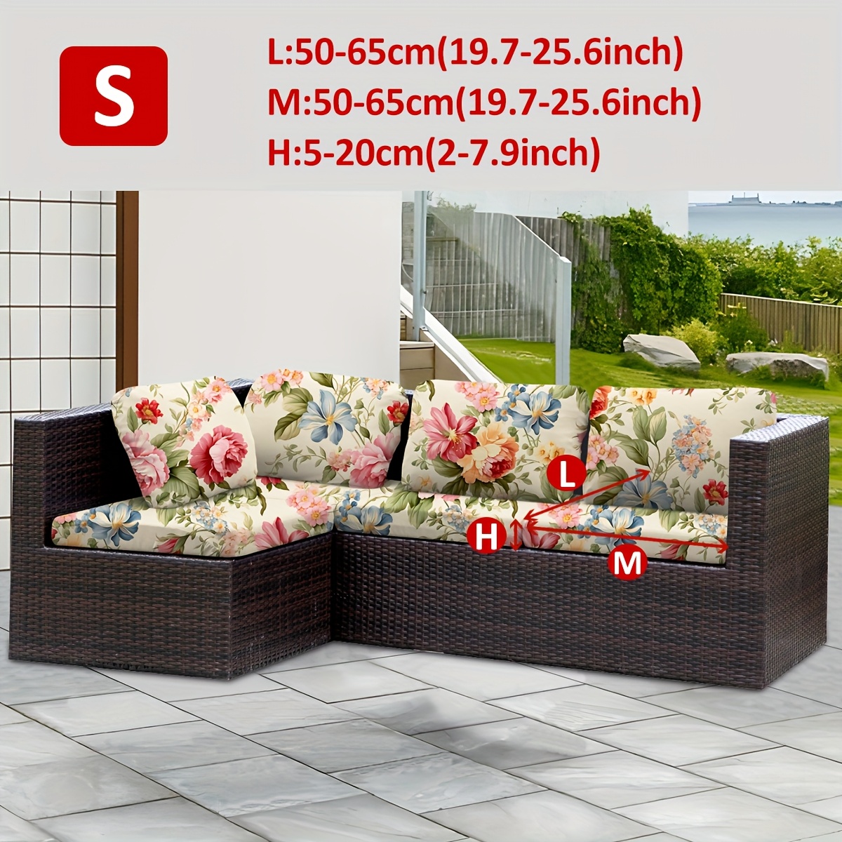 TEMU Packung mit 1 Outdoor Bedrucktem Grünen Blatt-Blumen-Sofakissenbezug, Schützender Sofamöbel Heimdekoration Sofaschutz (Digitaldruck 145g/m²)