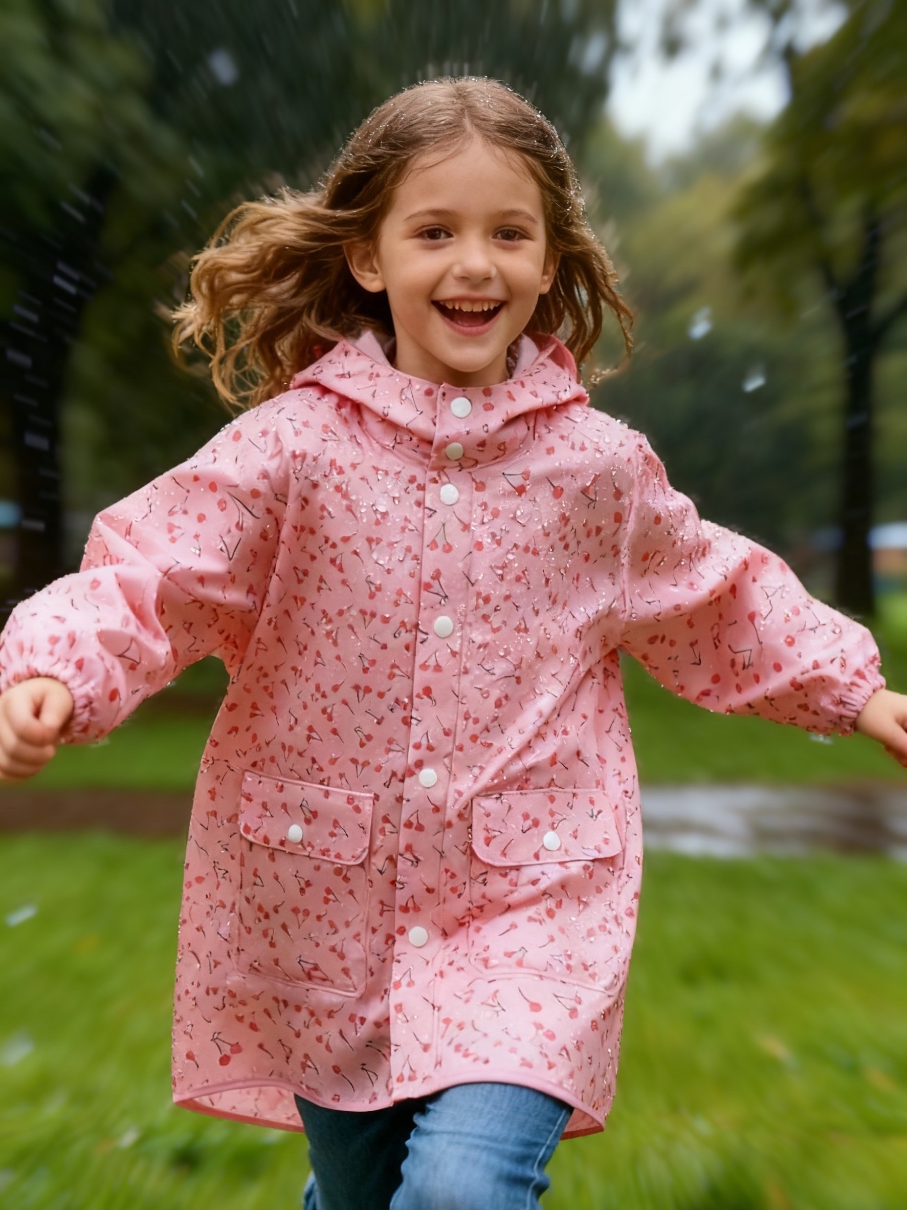 girls cute raincoat with backpack position suitable for outdoor activities and hiking   eva  