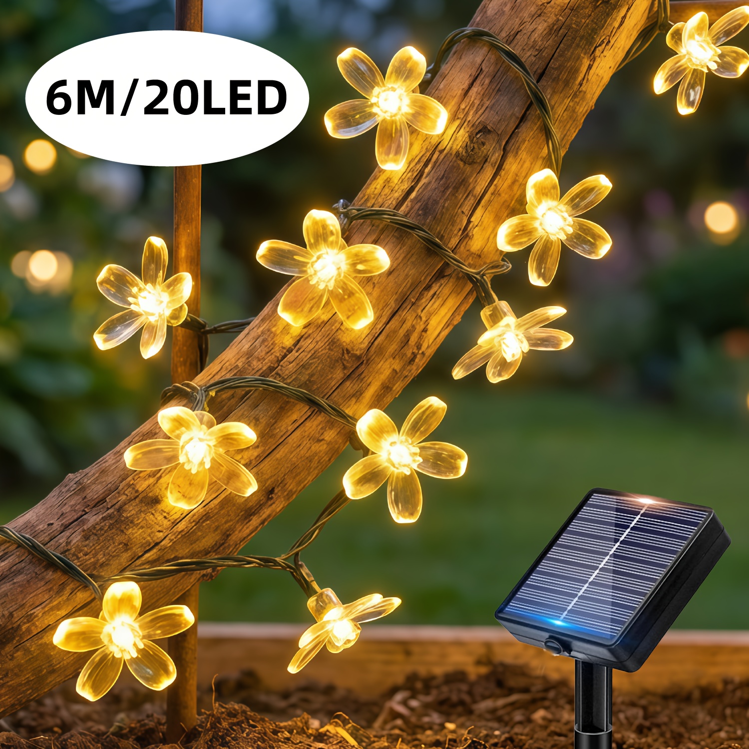 E-shop Solar-Feen-Lichterkette für den Außenbereich, 100/50/20 Blumen-Gartendeko-Lichterkette, 12 Lichtmodi, verlängerte Kirschblüten-Lichterkette,
