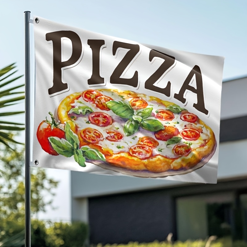 TEMU 1pc Flag, Colorful Pizza Design, Out-of-home Advertising Banners For Pizzerias, Cafes Or Italian Restaurants