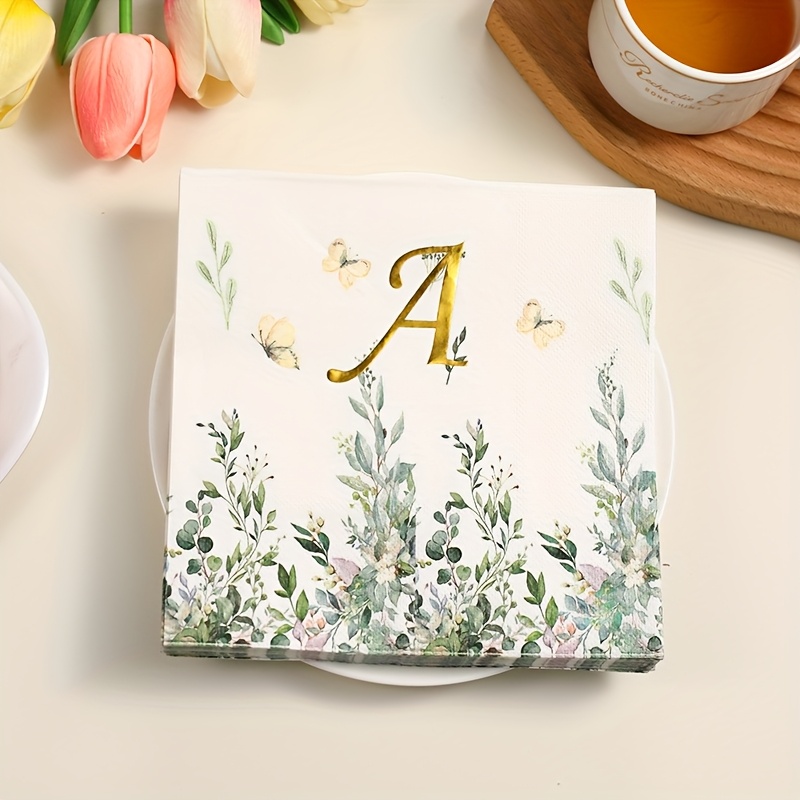 E-shop 33*33CM Doppelschicht Goldfolien Brief Wildblumen Taschentücher, Party Taschentücher, Hotel und Café Dekoration Taschentücher, Geburtstagsfeier