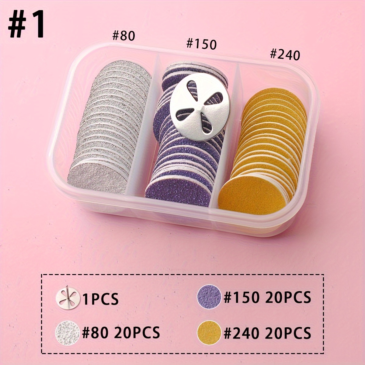 60pcs Replacement Sandpaper Disc Kit, #80/#150/#240 3 Sandpaper Disk For Nail File, Pedicure Sanding Disc Pads With Nail Bit Set For Dead Skin Removal