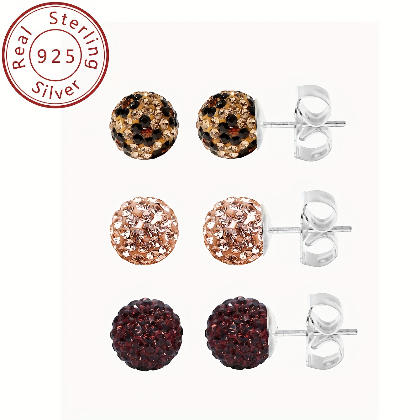 

1 Paire de Boucles d'Oreilles en Cristal Autrichien Argenté Pur de 2.5g pour le Port des Femmes