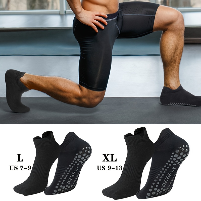 

2pcs Plus Size Men's Athletic Socks - Breathable, Non-slip For Yoga, Running & Pilates | Sweat Absorbent Polyester