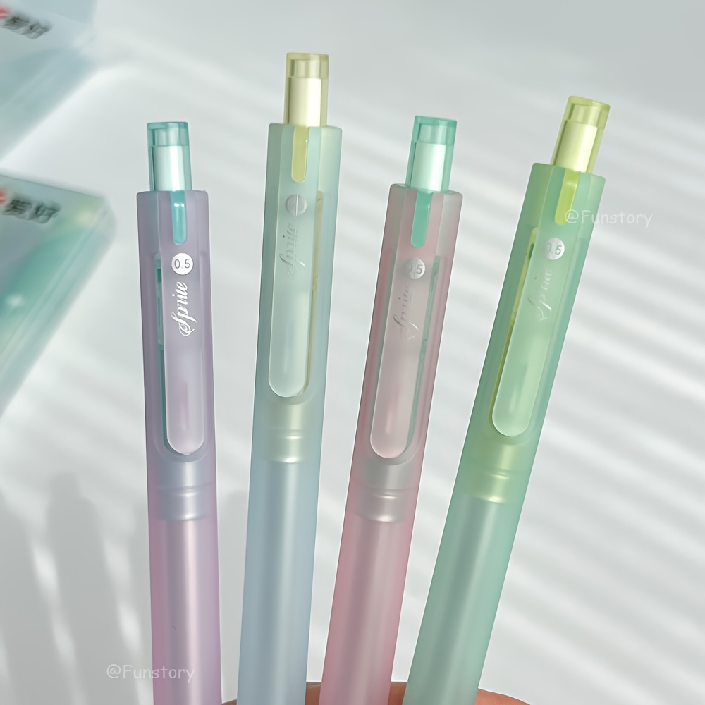 TEMU 4pcs Silent Gel Pen Set 0.5mm Minimalist Style Quick-dry Pen Creative Black Writing Pens For Study And Office Use