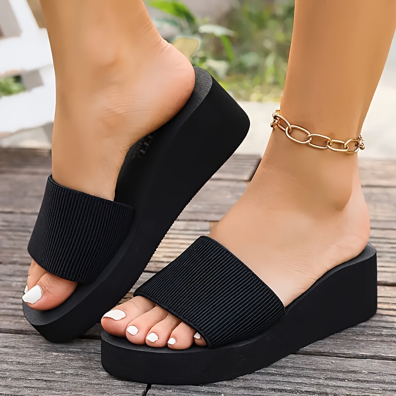 TEMU Women's Knit - -on Platform Soft , Non- Summer Wedge Heels