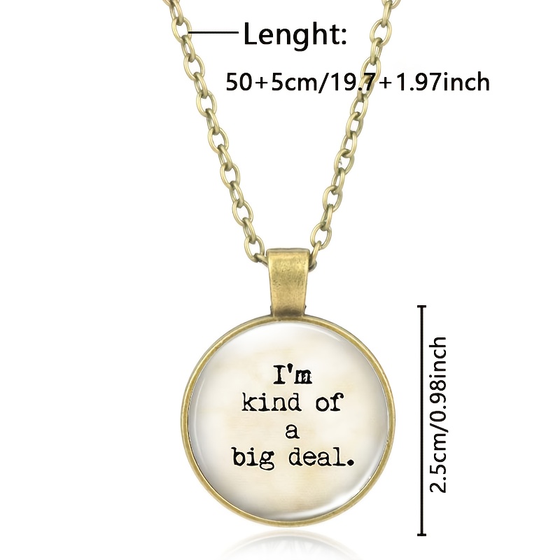I Am a Bit Brown Metal Glass Inlaid Chain Necklace