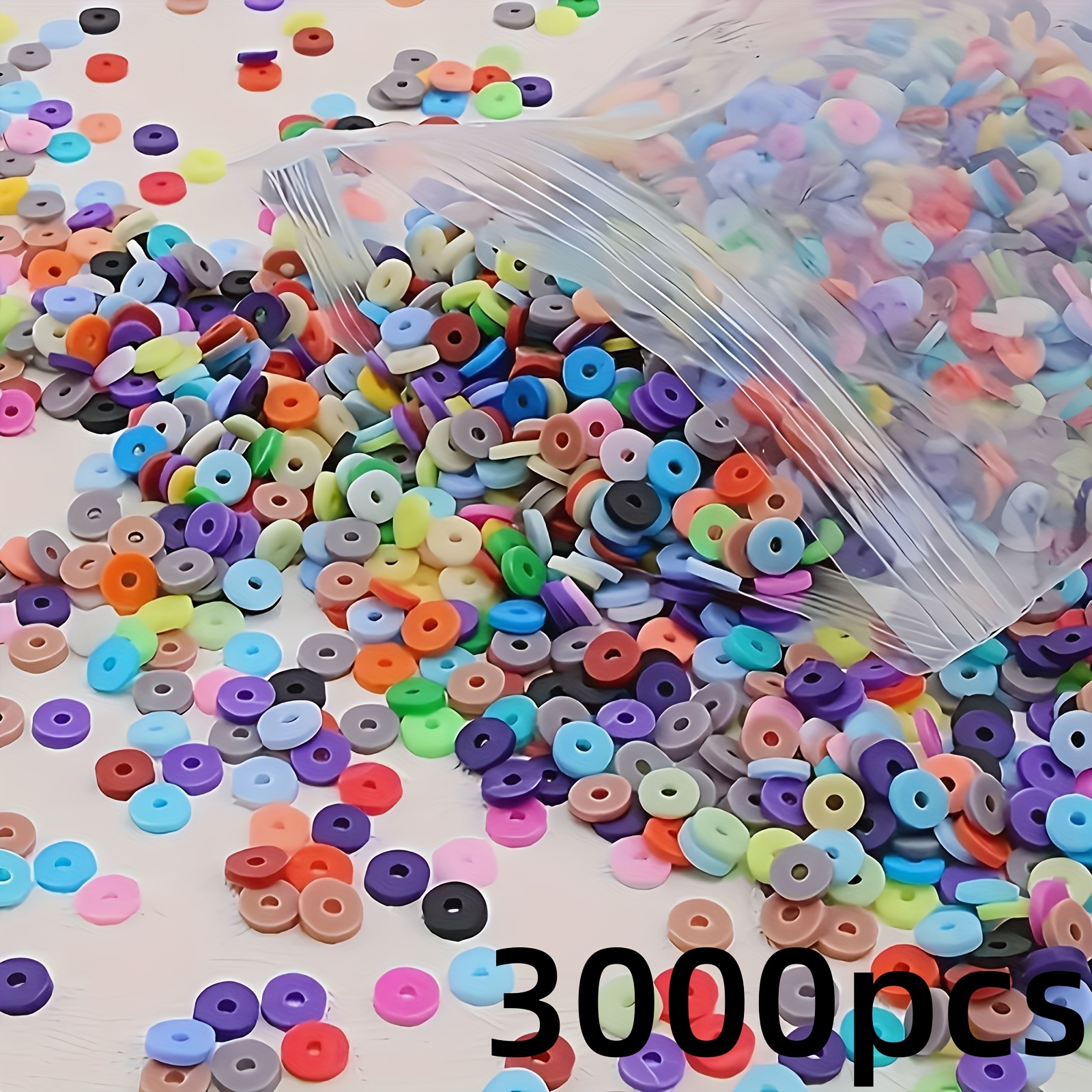 TEMU Kit di perline di ceramica morbida e vivace da 1000-3000 pezzi - Perline di ceramica morbida multicolore , adatte per braccialetti, collane,