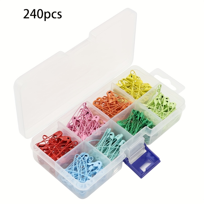 TEMU 240pcs 8 Couleurs 8 Compartiments Ensemble de Épingles de Sécurité Colorées Épingles de Tag Maison Épingles de Vêtements Broche Décorative