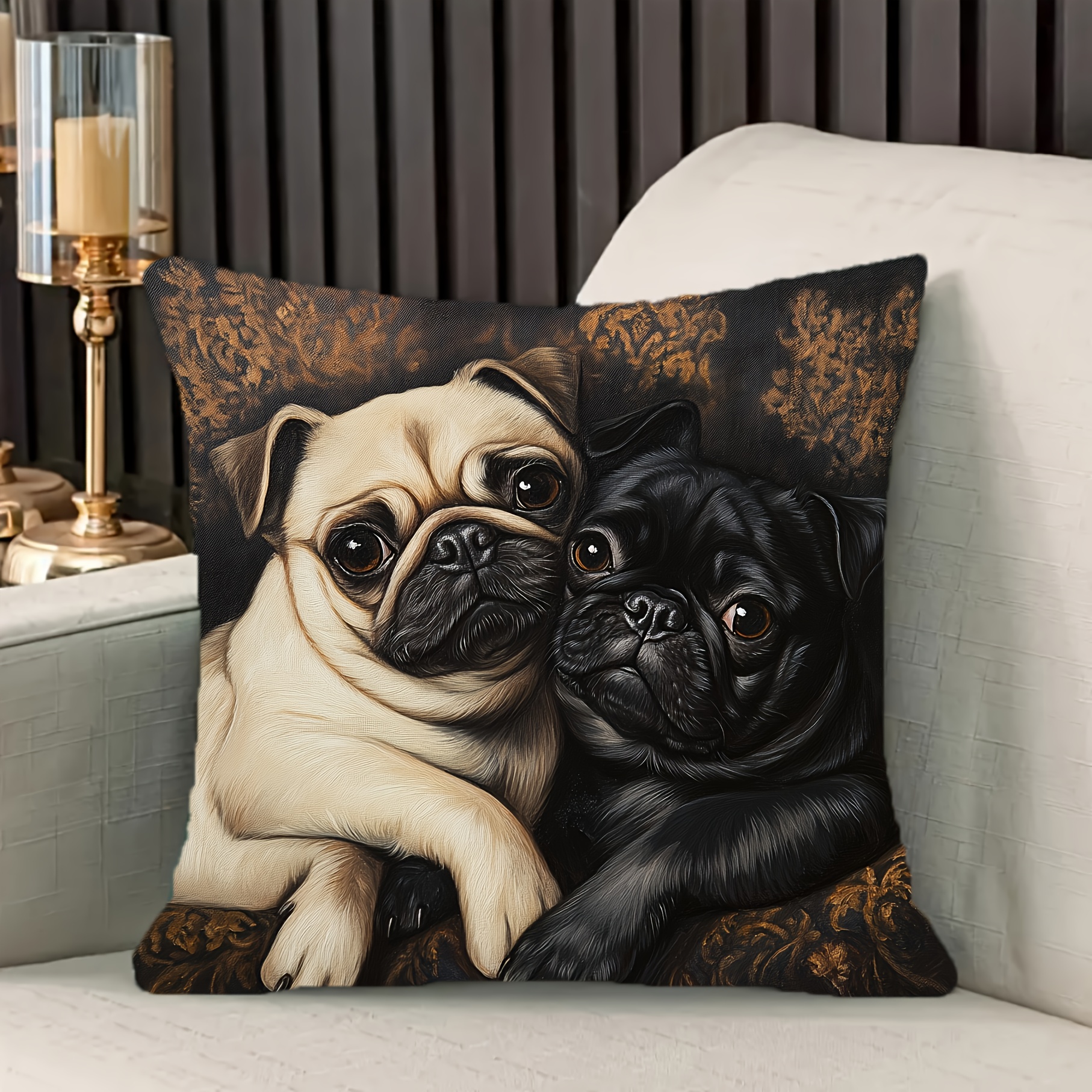 TEMU 1pc Retro Geometric Pattern Pillowcase, 2d Printed, Super Soft Polyester, Machine Washable, Zipper Seal, Suitable For Home, Living Room And
