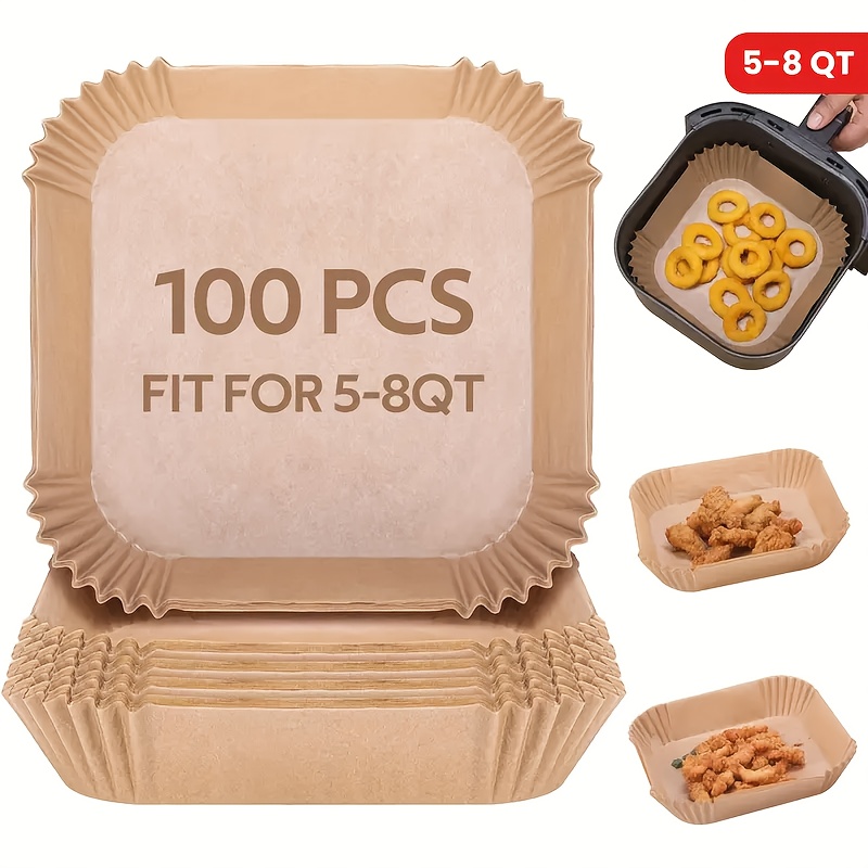 E-shop 100 Stück Air Fryer Einweg Papierform Antihaftbeschichtung, Ölbeständiges Backpapier zum , Backen und Frittieren von Lebensmitteln, Kompatibel