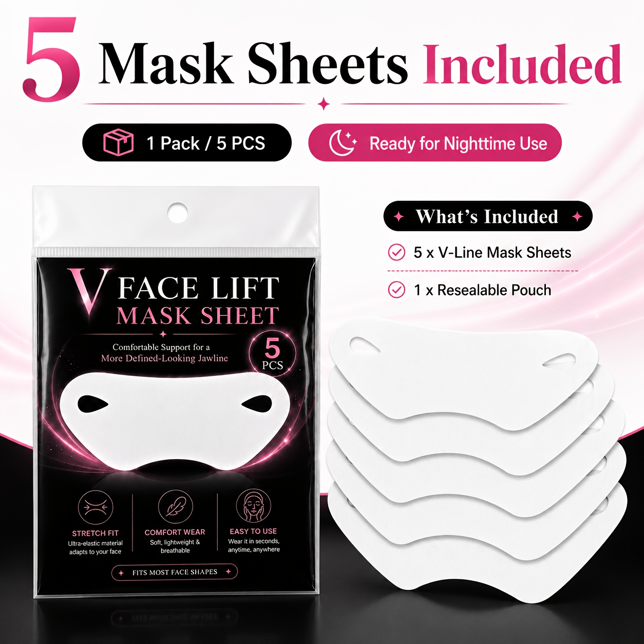 TEMU 5 pezzi di fogli maschera per il , avvolgente di supporto per la mandibola per la , foglio maschera per il inferiore per del sonno, fogli