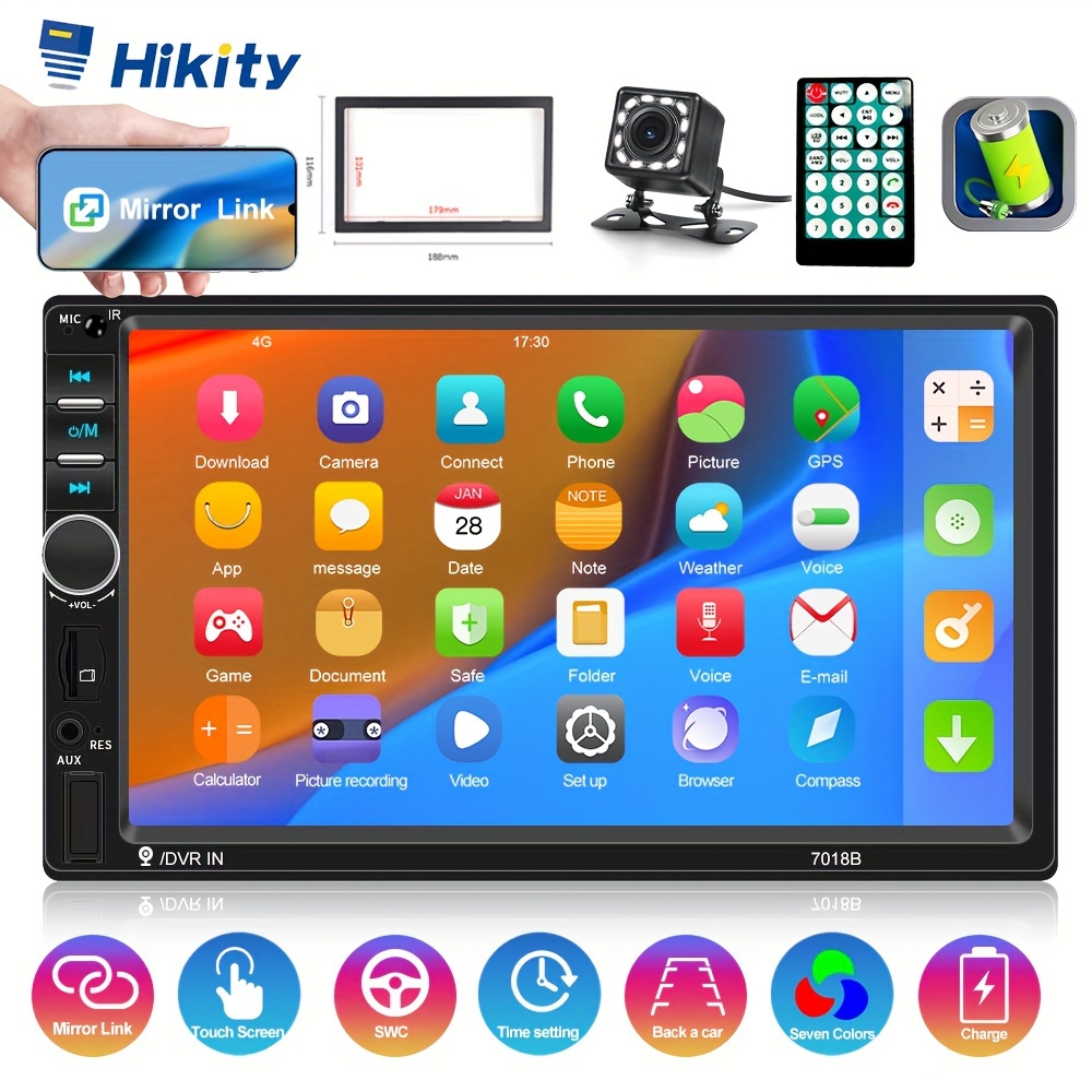 

Hikity 2 Din Car Radio 7" Lcd Touch Screen Car Multimedia Player With Remote Control Mirror Link Audio Stereo Support Rear Camera&frame Optional