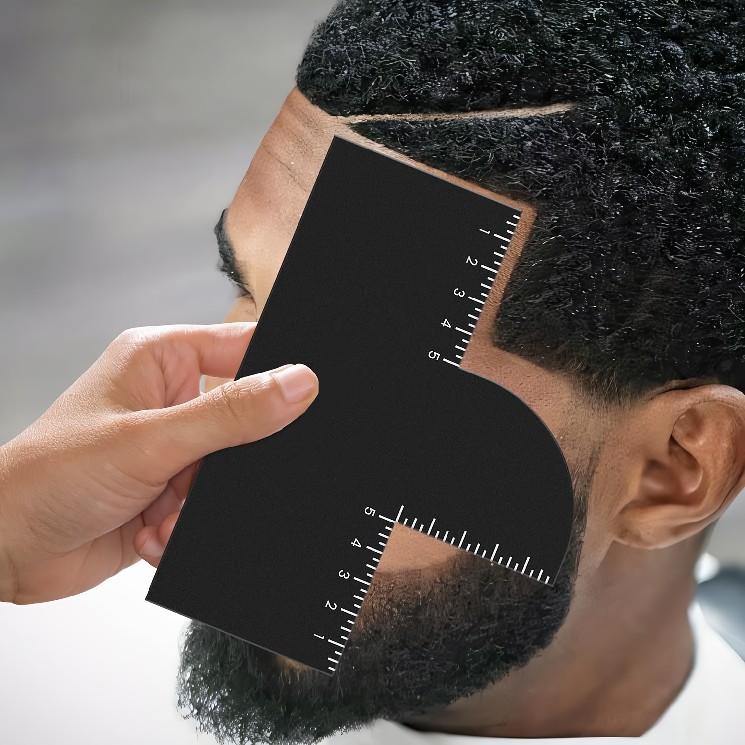 1pc barber styling card with measurement indicators curved rectangular sections durable plastic hair line shaping tool   cutting mens grooming professional styling aid no battery needed barber styling tool curved hairline design textured grip handle barber accessories
