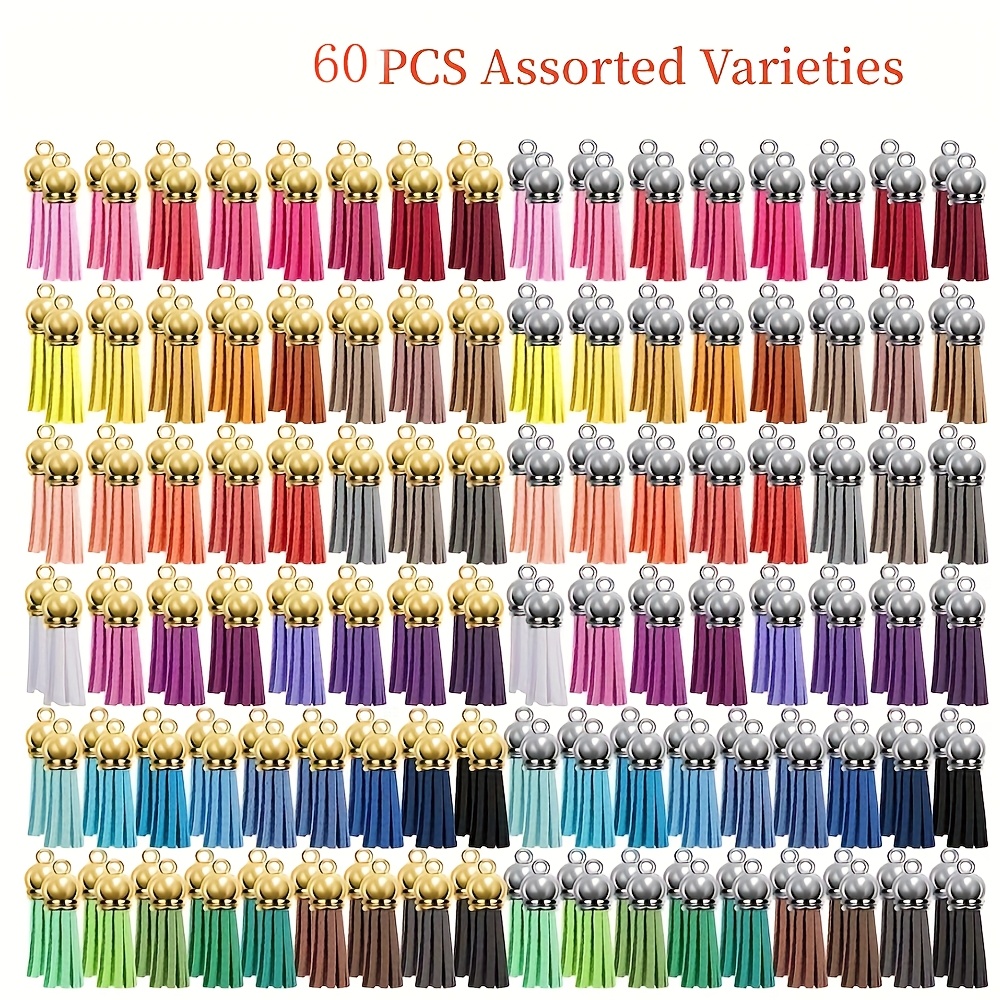 faux leather keychain tassels 20 60pcs 38mm random colored faux leather keychain tassels bulk tassel pendants for keyring jewellery making keychains supplies