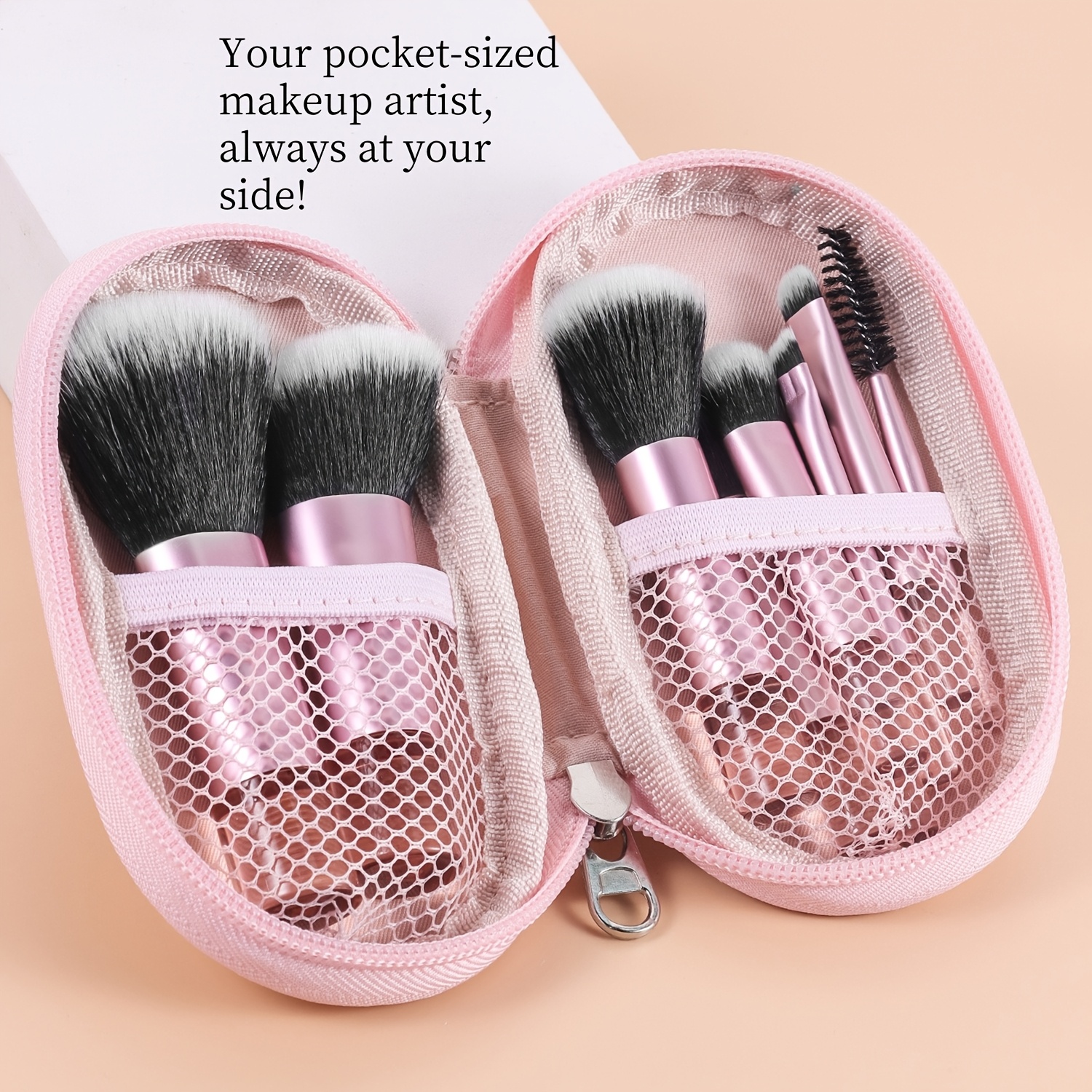 10pcs Mini Travel Makeup Brush Set - Fashionable And , With Portable Storage Bag, High-quality Makeup Brush, Suitable For Multi-functional Makeup Applications, Necessity For