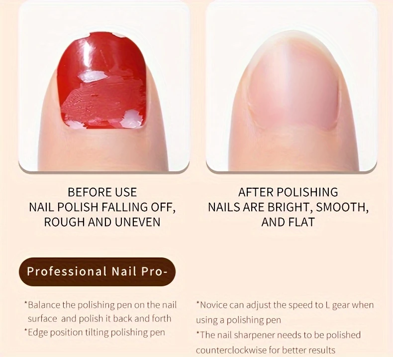 convenient and rechargeable cordless electric 3 level adjustment with drill and sanding belt manicure and pedicure kit for grinding polishing trimming acrylic gel nails details 6