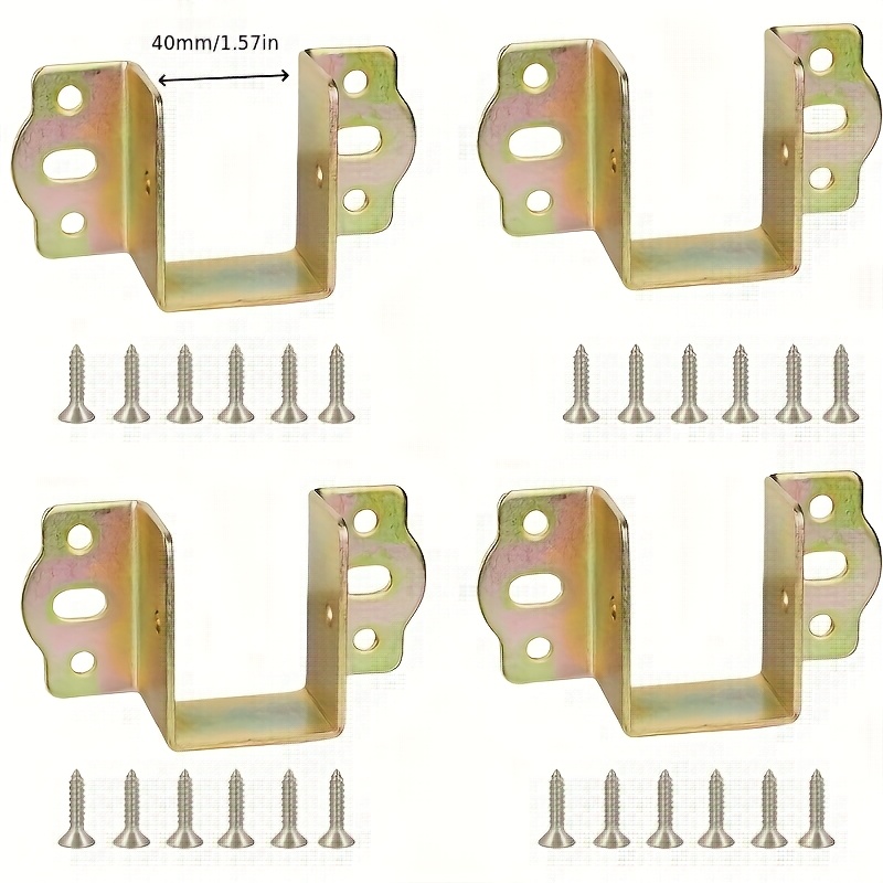 TEMU 28 pièces de supports en métal robustes de U et vis, comprenant 4 supports de U et 24 vis, conçus pour les supports d'angle de sécurité et les