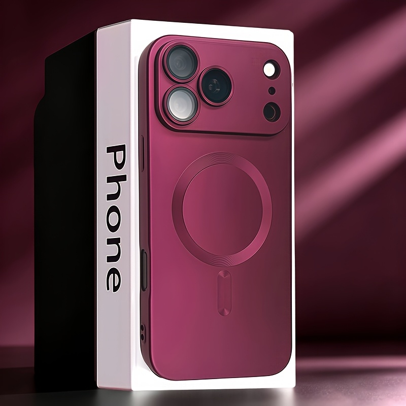TEMU Phone Case - Luxury Matte Soft Magnetic Phone Case Suitable For Iphone 18/17/16/15/14/13/pro/max/lens All-inclusive With Lens Film Protection,