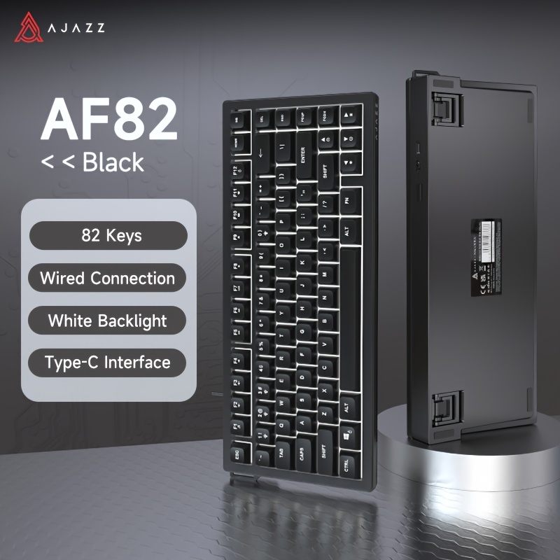 Ajazz Af82 Wired Membrane Keyboard | 81 Keys Ergonomic, Mixed Color Backlight, Multimedia Knob, Three- Keycaps, Suitable For Office Use
