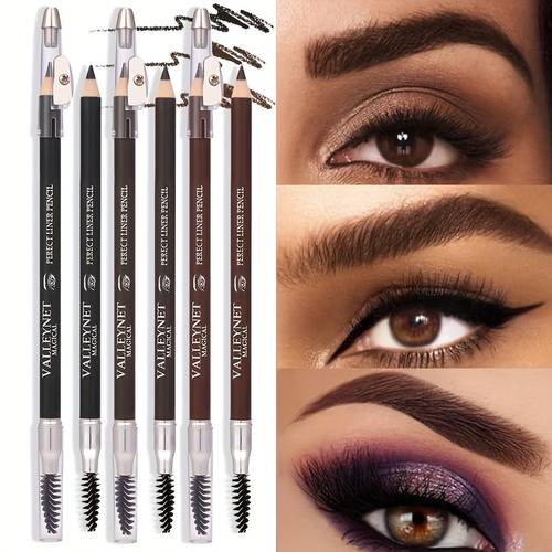pencils for shaping eyebrows designed for women featuring a sturdy wooden core in dark brown and black pencils are waterproof and resistant to sweat making them ideal for beginners looking to eyebrow look