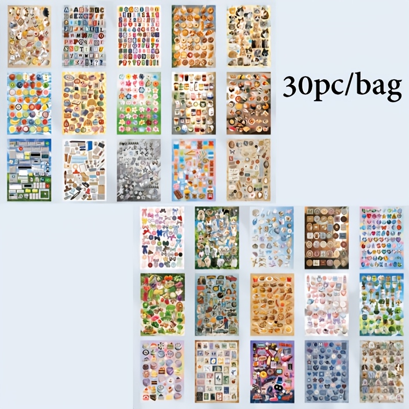TEMU Sticker Book, Vintage Creative Abstract Style Sticker Book, With Bright Colors And Exquisite Illustrations, Multi-functional Scrapbook Stickers