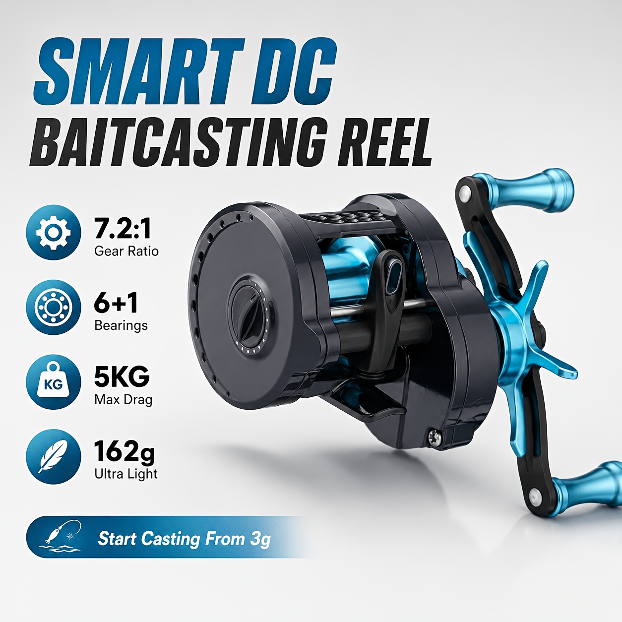 digital chip fishing reels TEBEN DC Baitcaster Reel, 3 Modes Control Trolling Reel, 5.47oz Ultralight Baitcasting Reels, Max Drag 11LB, 7.2:1, 5+1BB, Freshwater Saltwater (LS(DC), Left) : Sports & Outdoors Bearing7+1BBTransmission Ratio7.2 7.2:1 Digital Fishing Baitcasting Reel