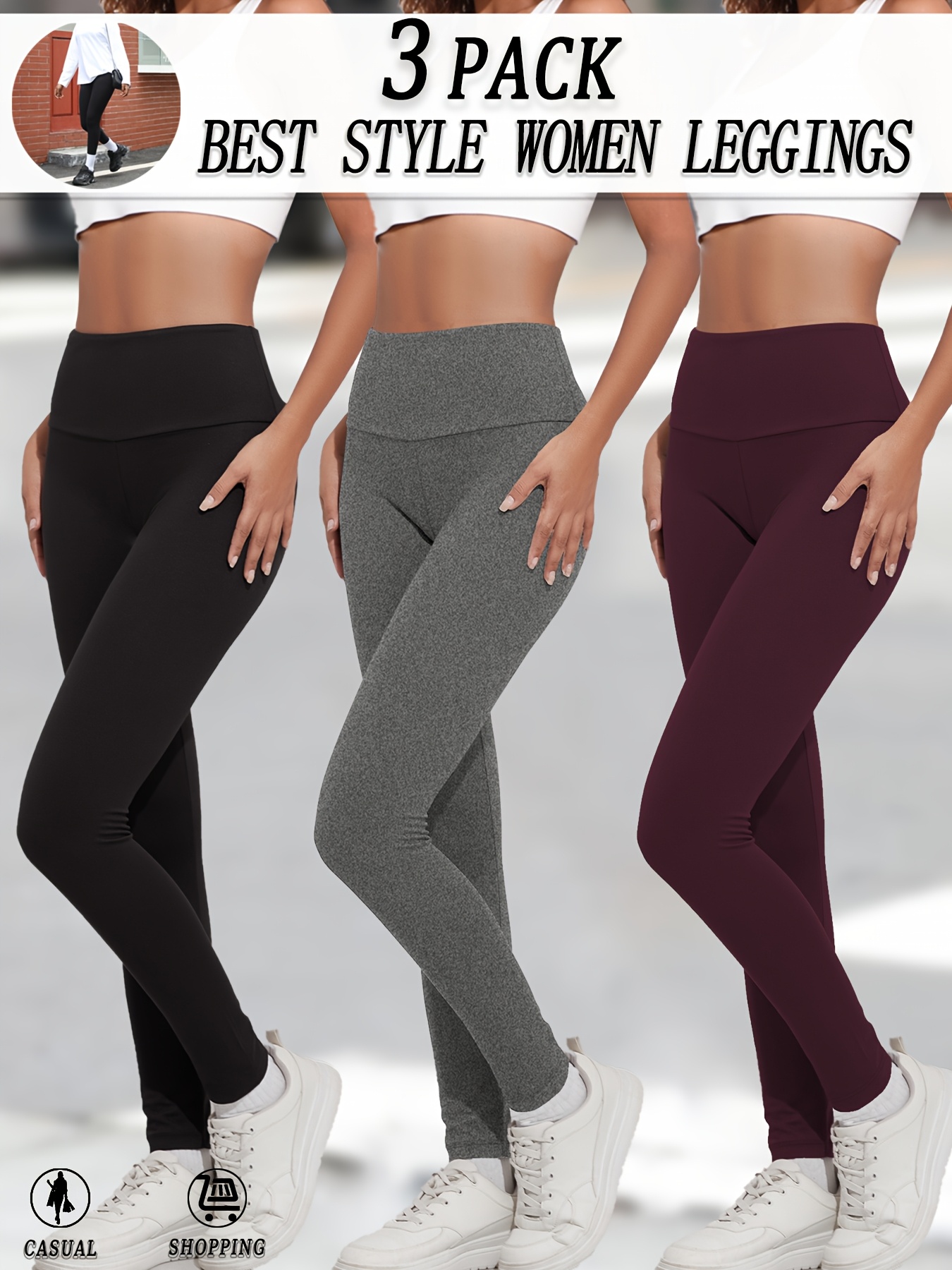 3 pack super soft leggings for women high waisted tummy control non see through workout yoga running pants