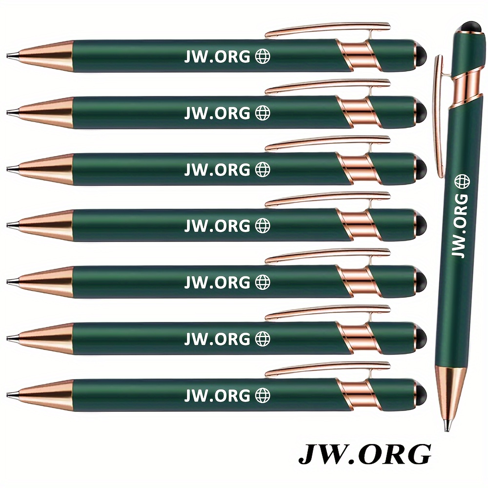 

8pcs Jw.0rg Retractable Ballpoint Pens , Smooth Writing, Medium Point, Metal Body - Office & School Use