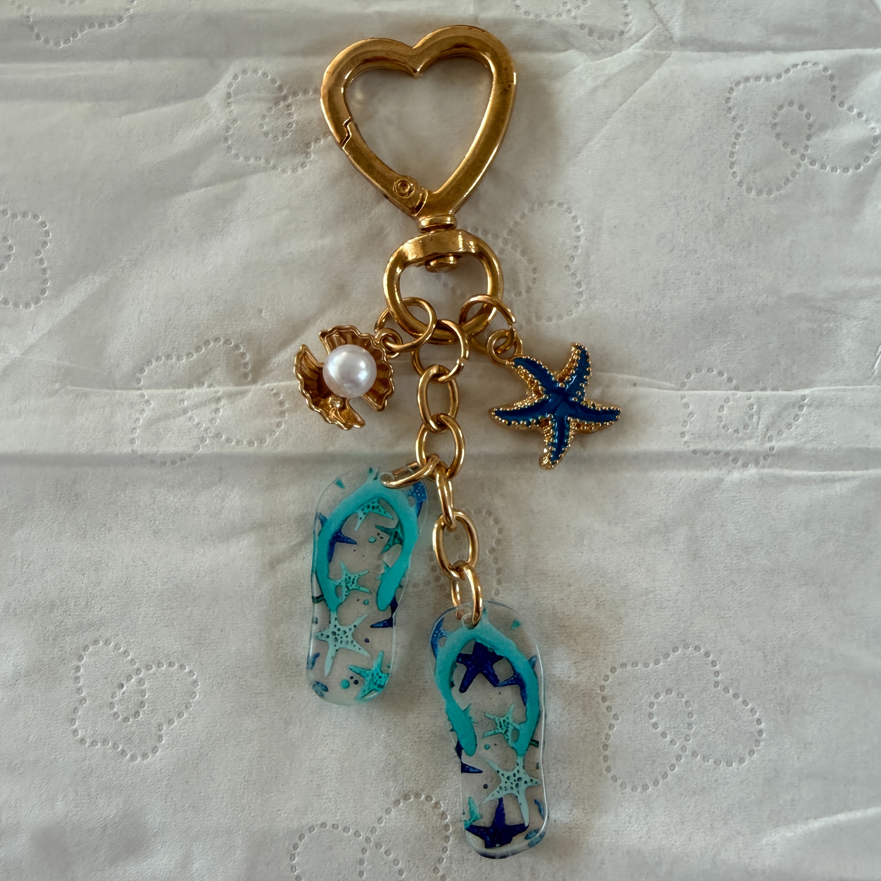 TEMU Men Women Beach Ocean Key Chain, Starfish Shell Summer Key Ring With Heart Lobster Clasp, Car Key Bag Pendant, Backpack Suitcase Coin Purse
