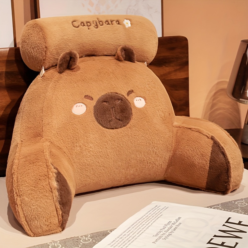 1pc Anime Capybara Plush Pillow - Cute Cartoon Design, Soft Polyester, Zipper Closure, Hand Wash Only, Multi-Use for Bed, Sofa & Travel, Brown Home Decor, Bed Accent Piece, Whimsical Design