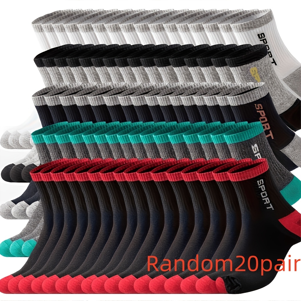TEMU Random 40pcs (20 Pairs) Unisex Men's Four- Socks, Breathable, Comfortable, Soft, Casual, Simple Running Socks