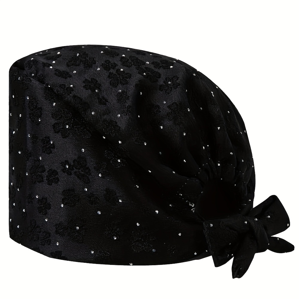 TEMU Bonnet de travail pour infirmières, motif floral minuscule pour femmes, bordure. Il est doté d'un tissu absorbant à et en de fermeture. Convient