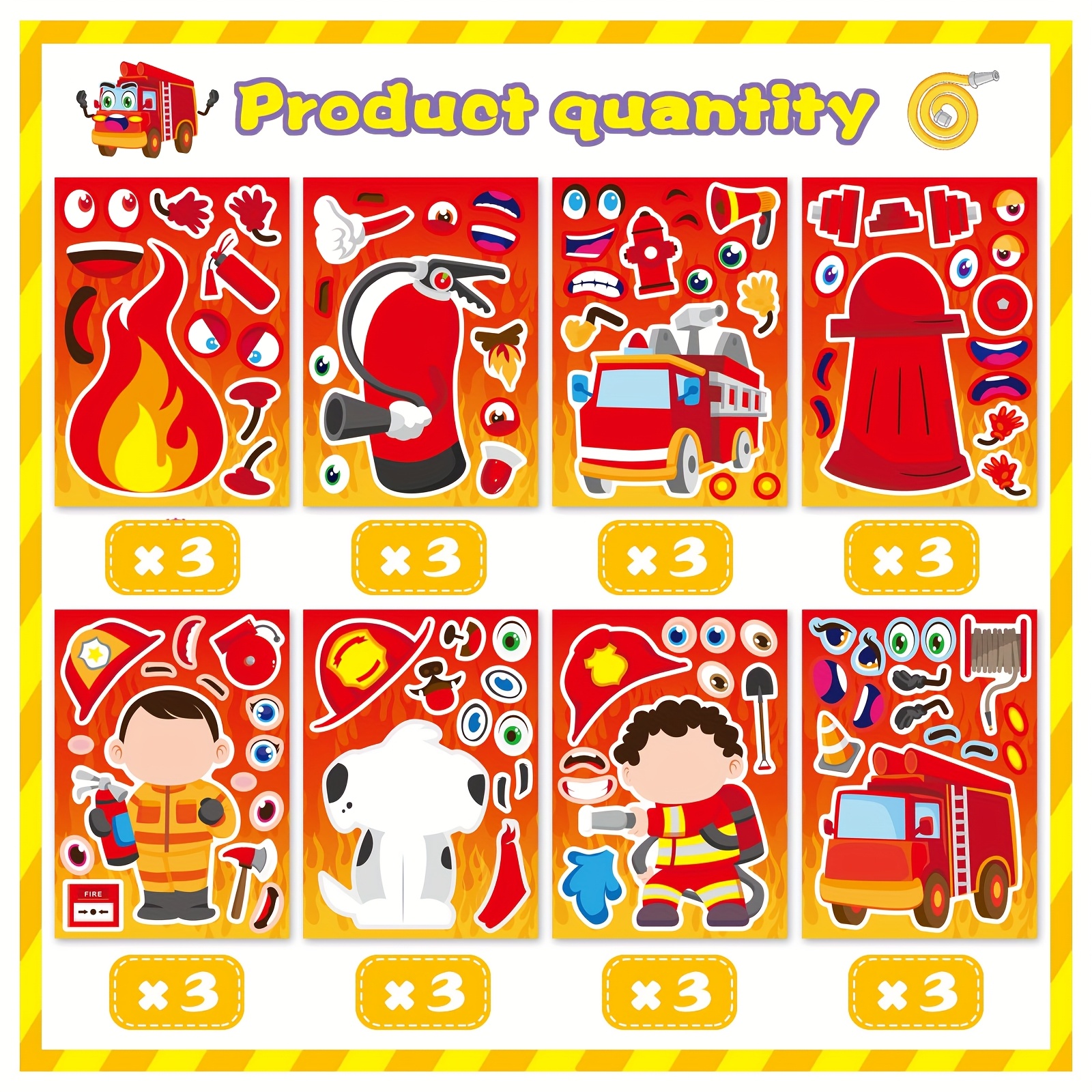 Firefighter Stickers, Create Your Own Firefighting-themed Designs, And Face Stickers For Rewarding Students At Classroom Parties