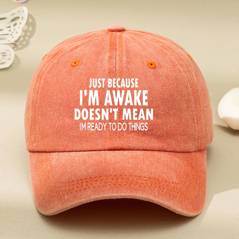 TEMU White Letter Printed For Men And Women, Vintage Versatile Curved Brim Baseball Hat That Makes Look Smaller, Suitable For Outdoor Leisure