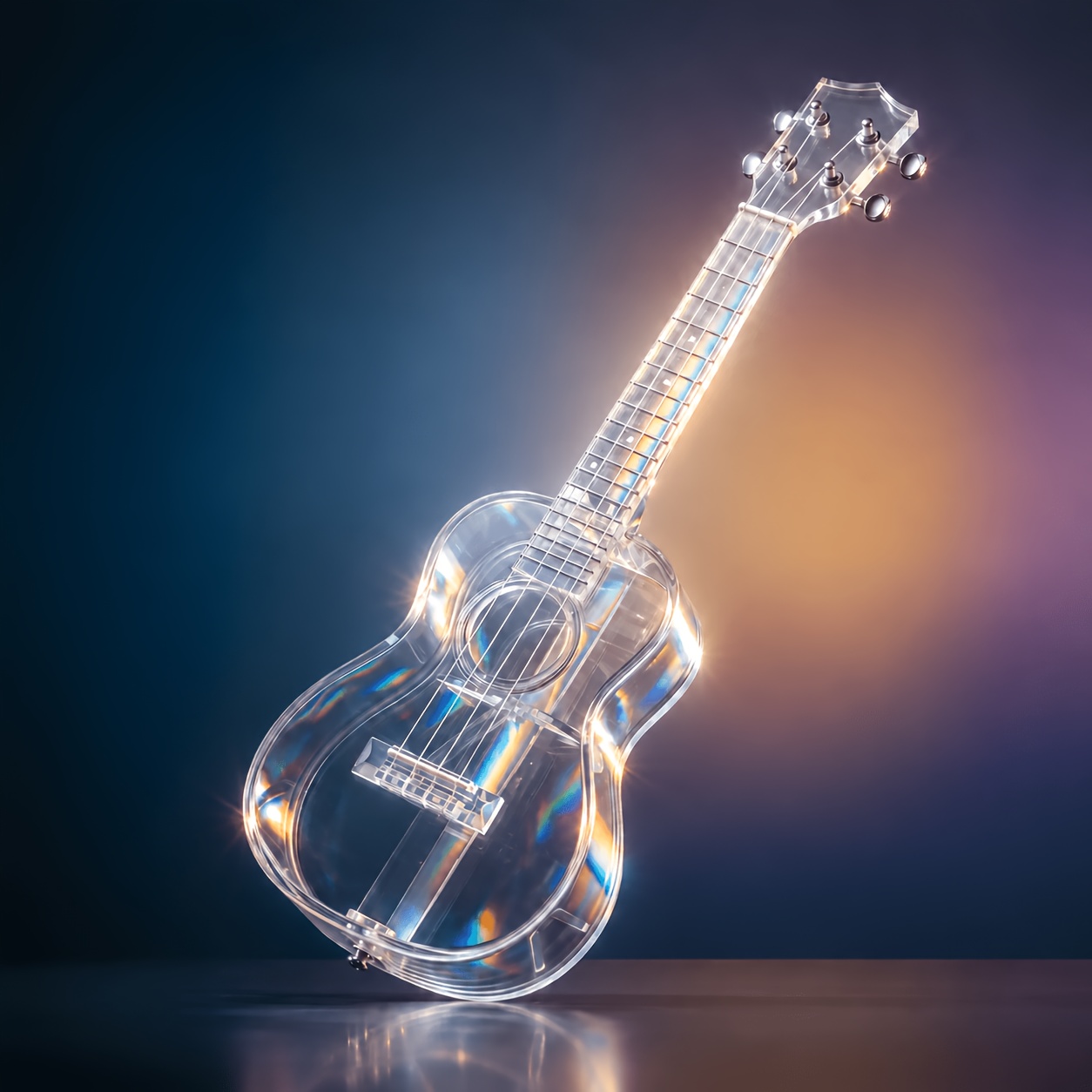 TEMU 21 Inch Clear Transparent Ukulele For Beginners, 4 String Lightweight Plastic , Durable Portable Travel Guitar, Mustard Yellow, Ideal For School