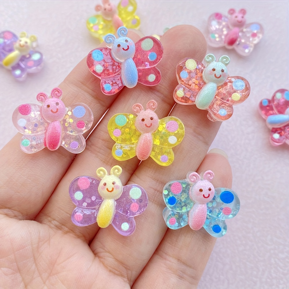 

10pcs Vibrant Resin Ornaments Set - , Glittery Mini Figurines With Friendly Faces, Scrapbooking, Diy Crafts & Home Decor, Pack, Decorations