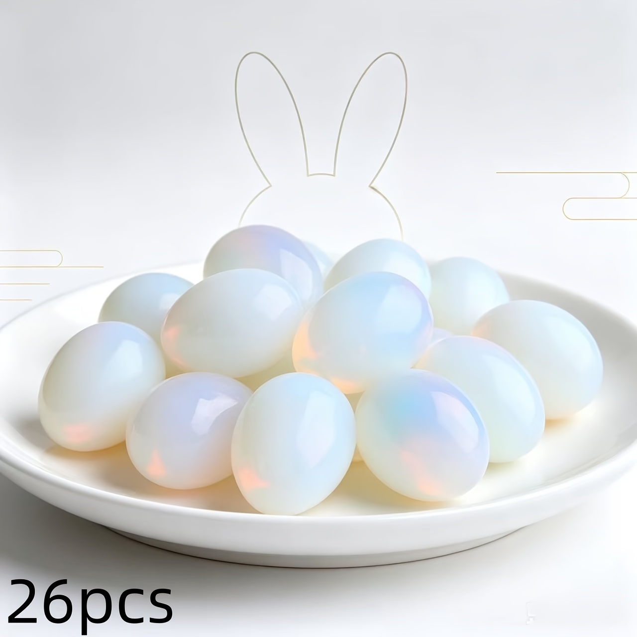 TEMU 26pcs Opaline Oval Curved Surface Easter Decorative Eggs, Polished Eggs, Suitable For Party Tableware And Ornaments, Holiday Gifting