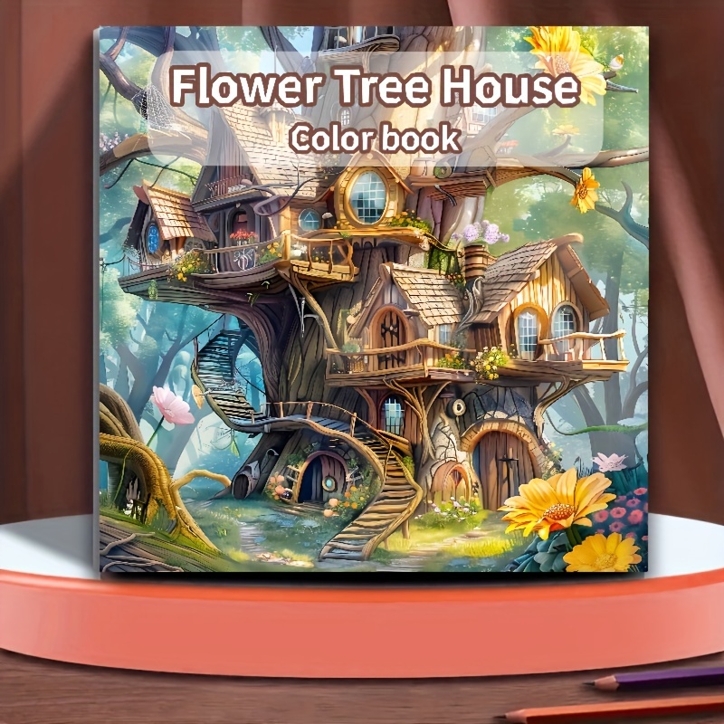 

Livre de Coloriage de Relaxation Maison sur Arbre aux Fleurs pour Adultes - Épaisseur Améliorée, 20 Conceptions à Page Unique - Idéal pour Halloween, Noël & Cadeaux du An