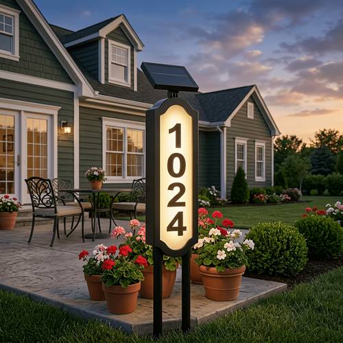 40 2 solar lawn address sign lamp double pole reinforced design ip44 rainproof dusk activated house number light solar address plate for garden mailbox lighting dual installation wall mount ground plug in