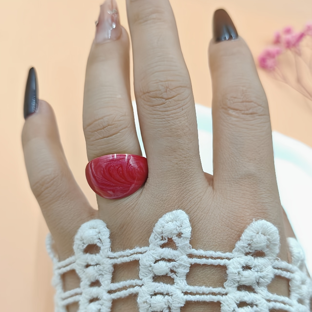Enamel Drip Glaze Stainless Steel Open Ring