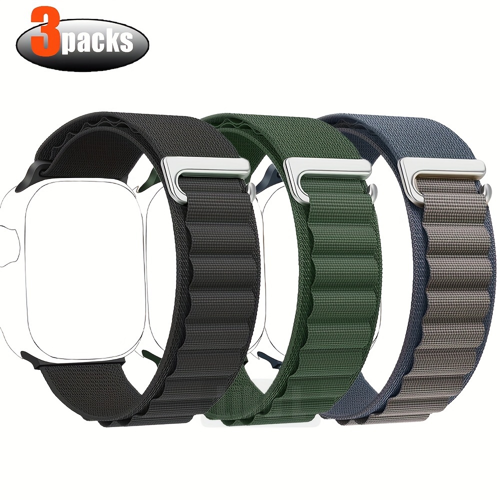 Image of 3pcs Watch Ultra 49mm Series 45mm Band 6 5 4 44mm 3 42mm Strap Nylon Loop Strap
