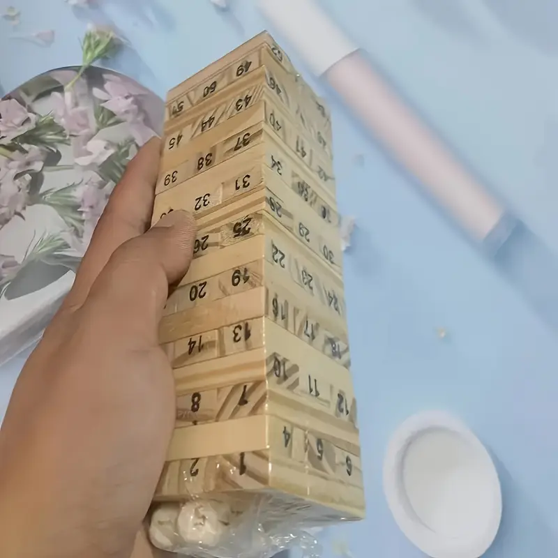 a set of 54 wooden building blocks twist and turn game set classic balance tower game suitable for family entertainment for halloween and christmas details 2