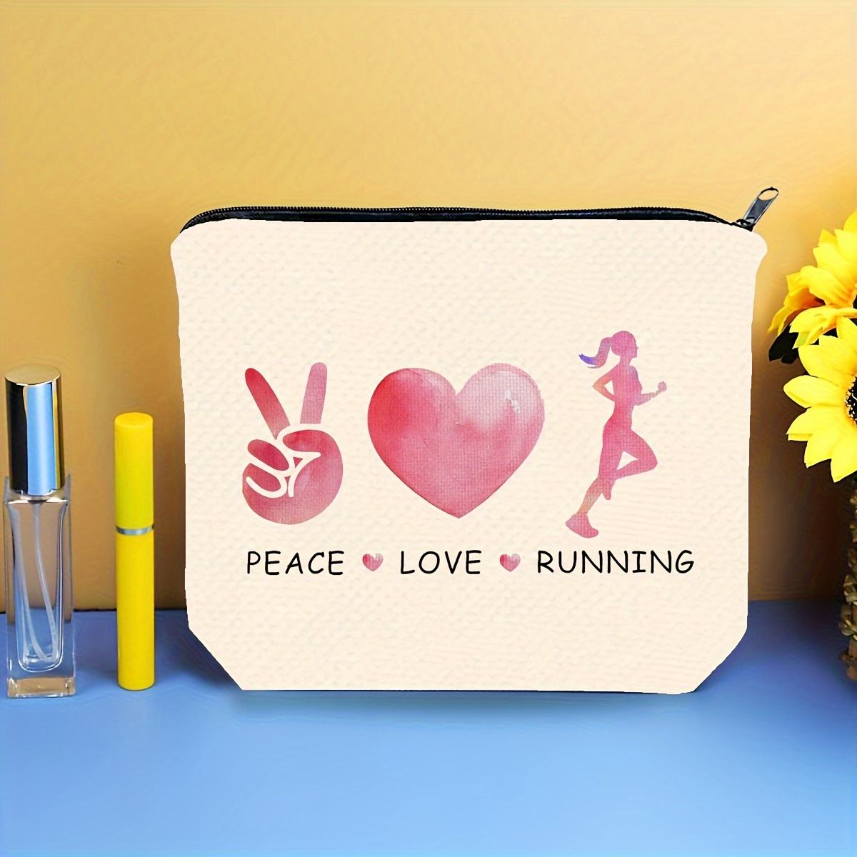 Just Love Running Make-up-Tasche – Kulturbeutel Für Läufer & Reisen | 22 X 12 X 4,5 Cm | Aus Polyester | Mit Metall-Reißverschluss