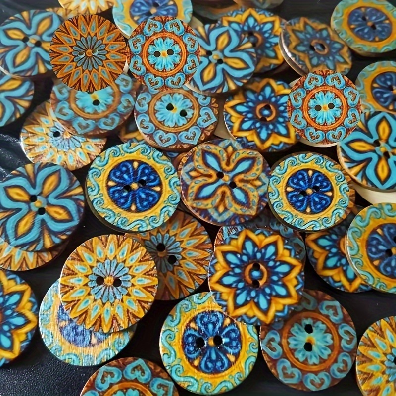 

100pcs Vintage Wooden Buttons - Diy Crafts, Sewing & Iron-on Patches On Clothing, Bags & Jeans, Sewing Supplies Accessories