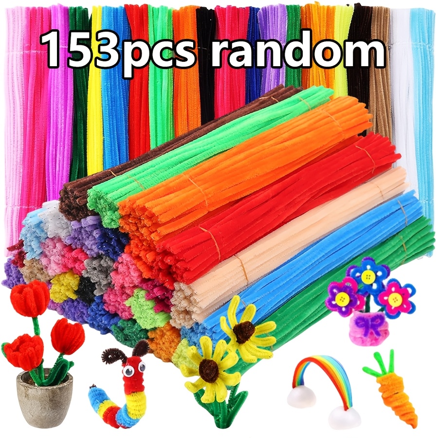 TEMU 153pcs Assorted Root Pipe Cleaners Multicolor Flexible Coils, For Craft Party Supplies And Birthday Party Gifts Random Color