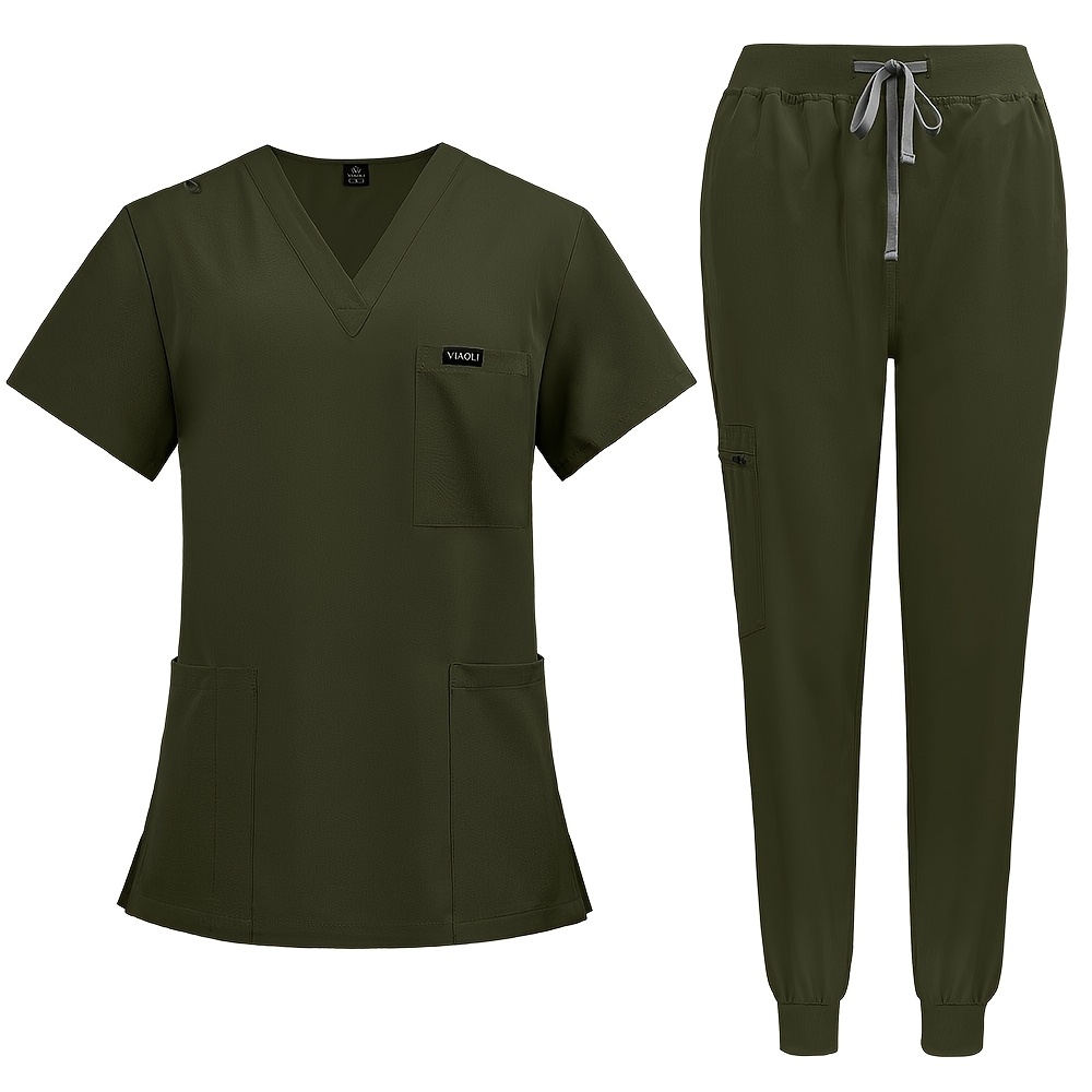 TEMU Multilcolors Hospital Medical Scrub Suits Uniform Women Men Scrubs Work Clothes Nurse Accessories Dental Surgery Suit, Scrubs Sets, Healthcare