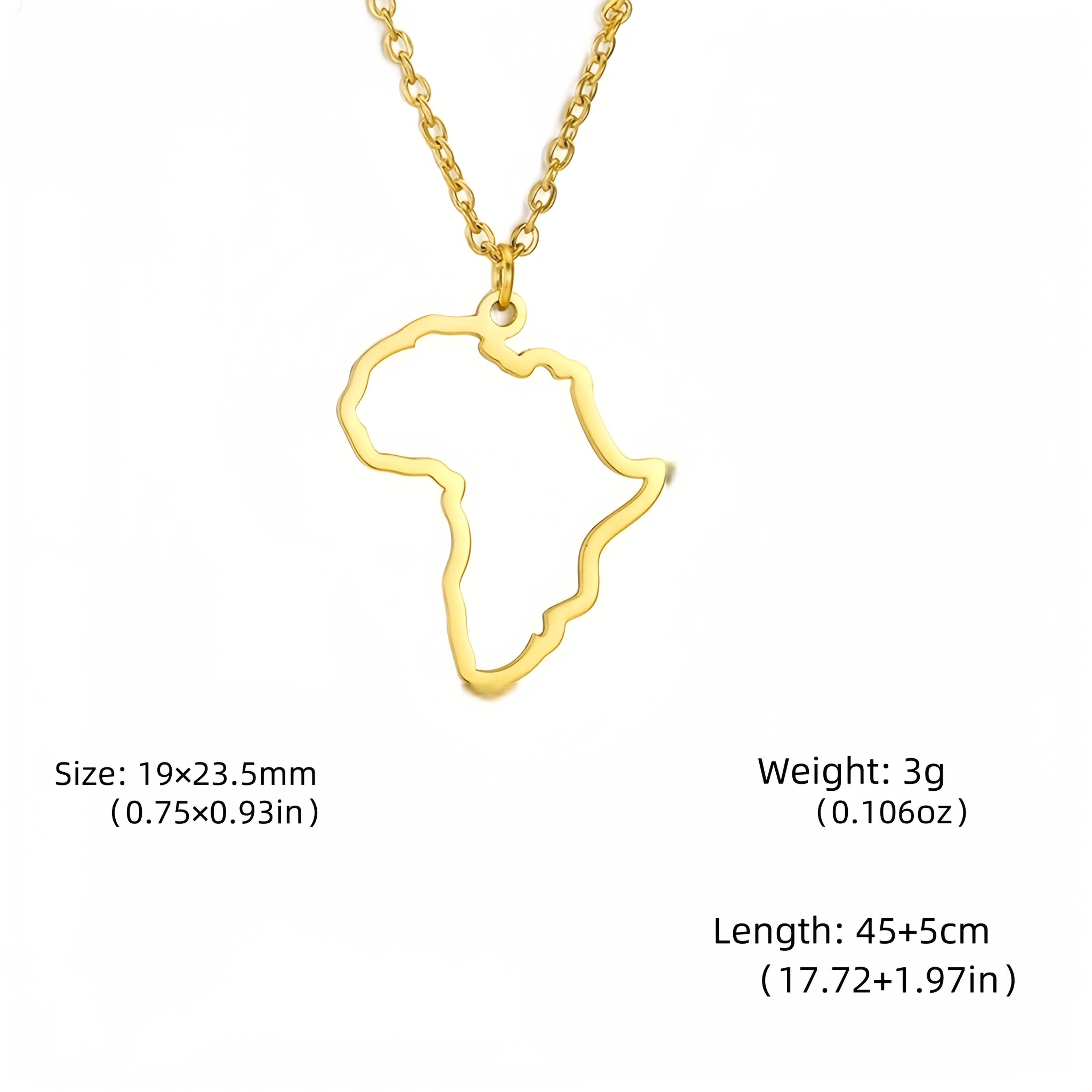 Image of Africa Map Necklace - 304 304 304 Stainless Steel Laser Cut Pendant, Unisex Travel Jewelry For Daily Wear & Gift
