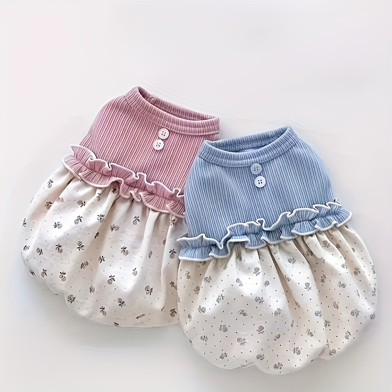 

1pc Pet Dress, Cute Princess Floral Skirt For Small & Medium Dogs, Soft Fabric, Spring/summer/autumn, Available In , Comfort Fit With Ruffle Details