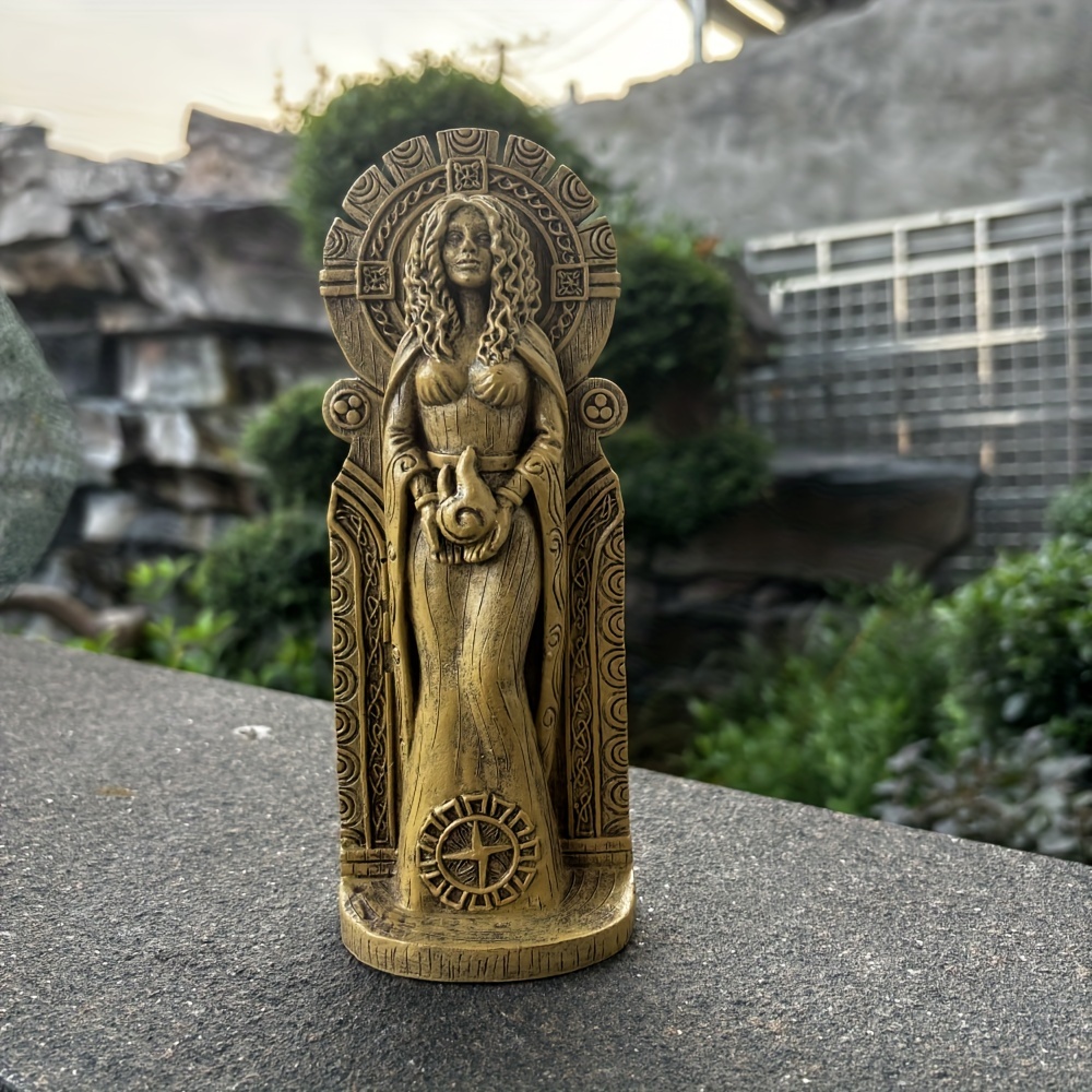 Elegant Brigitte Resin Statue - Indoor/outdoor Decor, Irish Pagan With Intricate Design, Ideal For & Altar Settings